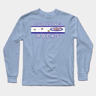 Curling Rocks - Ice Blue BackGround Long Sleeve T-Shirt